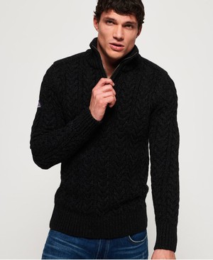 Superdry Jacob Henley Férfi Ugró Fekete | QWNYZ9472